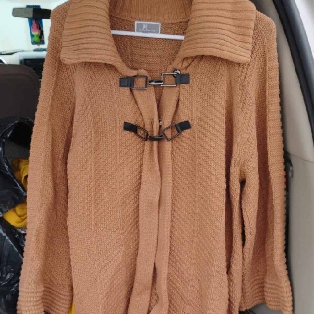 Tan Sweater with Buckle Detail